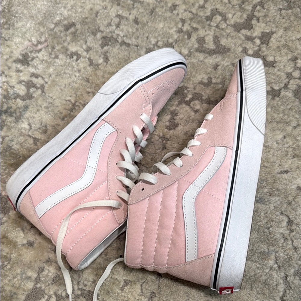Vans Pink and White High-Top Sneakers - Picture 8 of 8